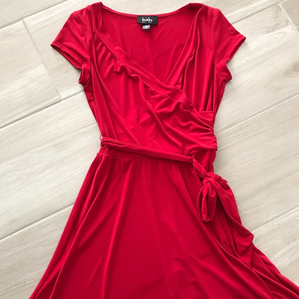 SOLD! Faux Wrap Red Dress Size S